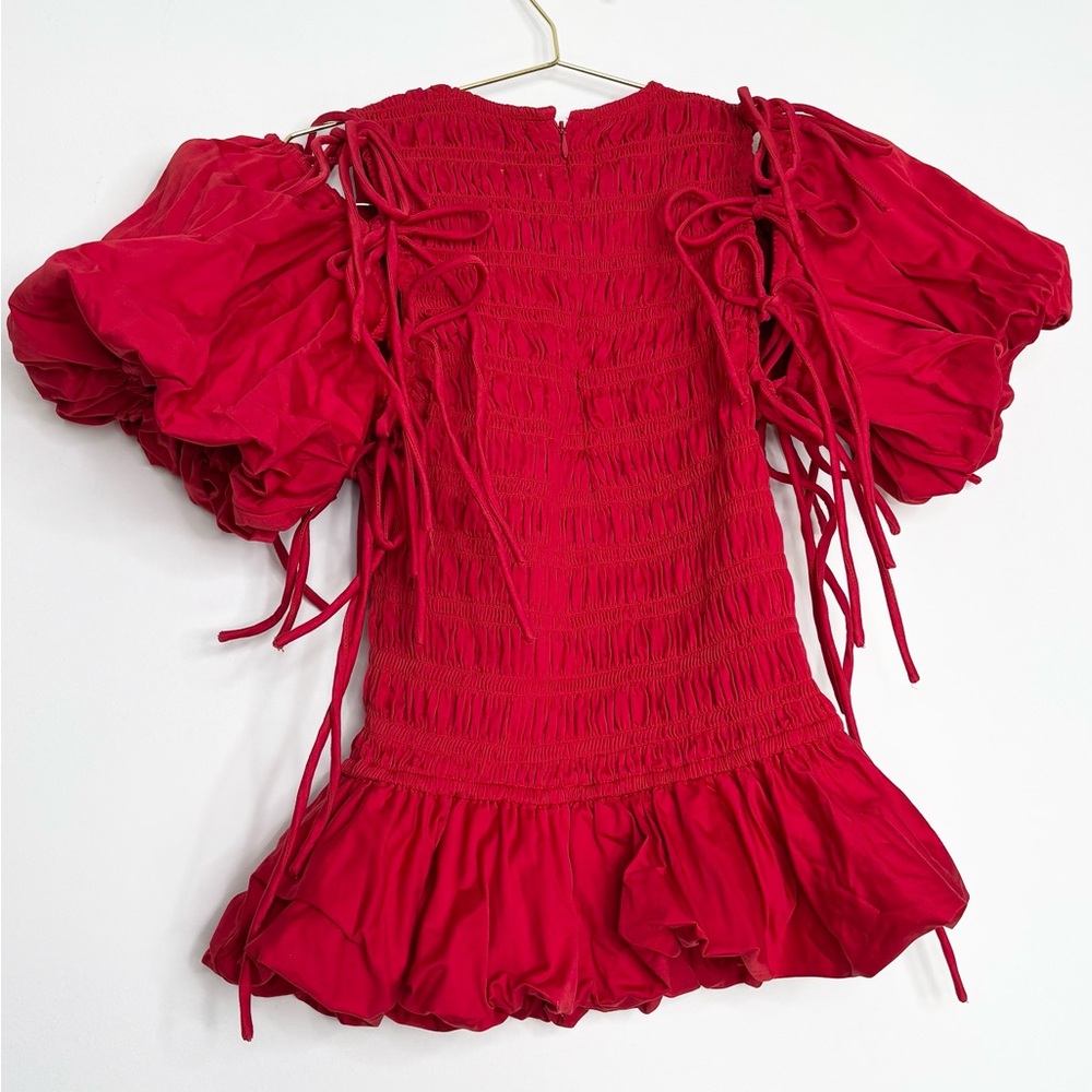 Damson Madder Becca Multi Way Blouse Cherry Red Organic Cotton Size 4 Size 8 UK - Picture 15 of 16